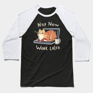 Priorities Nap - Procrastination Cute Cat - Funny Computer Coffee Baseball T-Shirt